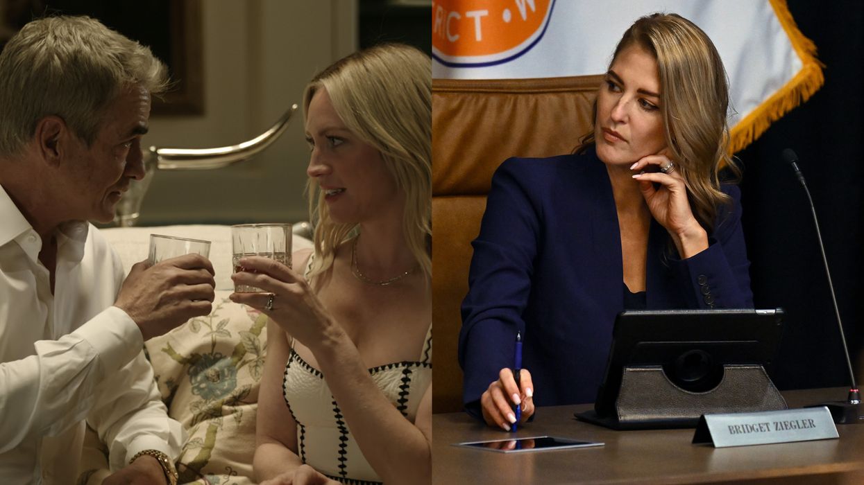 Dermot Mulroney and Brittany Snow in The Hunting Wives​ and Bridget Ziegler