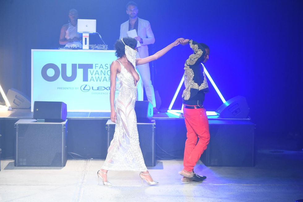 Designer Grayling Purnell with his models