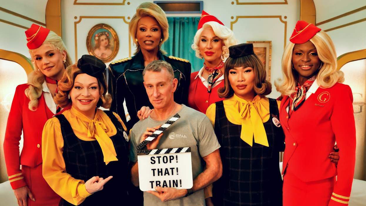 āDirector Adam Shankman with RuPaul's Drag Race queens in Stop! That! Train!