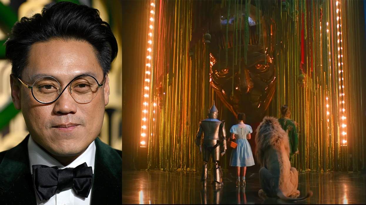 director jon chu wicked red carpet scene from wicked for good cowardly lion from behind