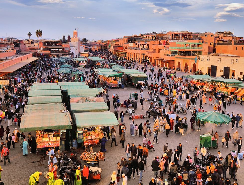 Djemaa el Fna square market of Marrakesh Moroco city UNESCO World Heritage Site