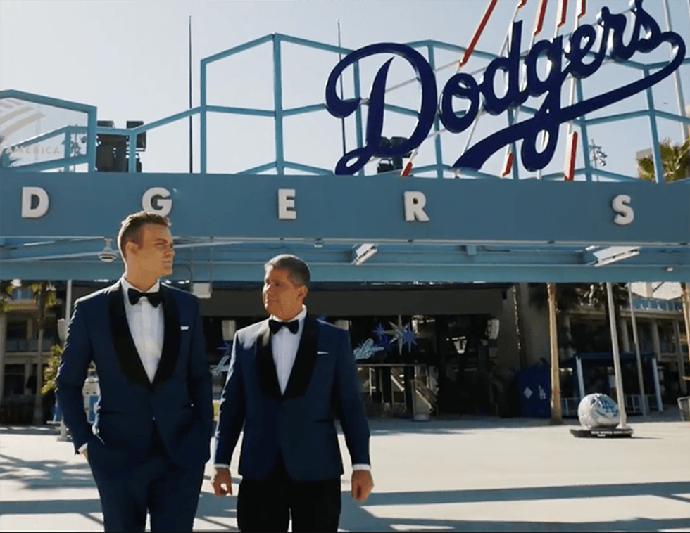Dodger Stadium Plays Host To Romantic Wedding of Executive Erik Braverman and Model Jonathan Cottrell