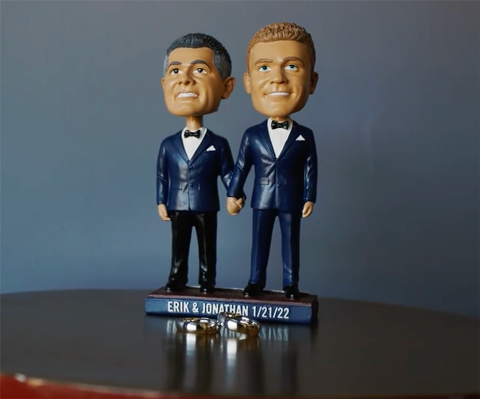 Dodger Stadium Plays Host To Romantic Wedding of Executive Erik Braverman and Model Jonathan Cottrell