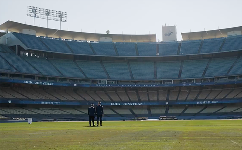 Dodger Stadium Plays Host To Romantic Wedding of Executive Erik Braverman and Model Jonathan Cottrell