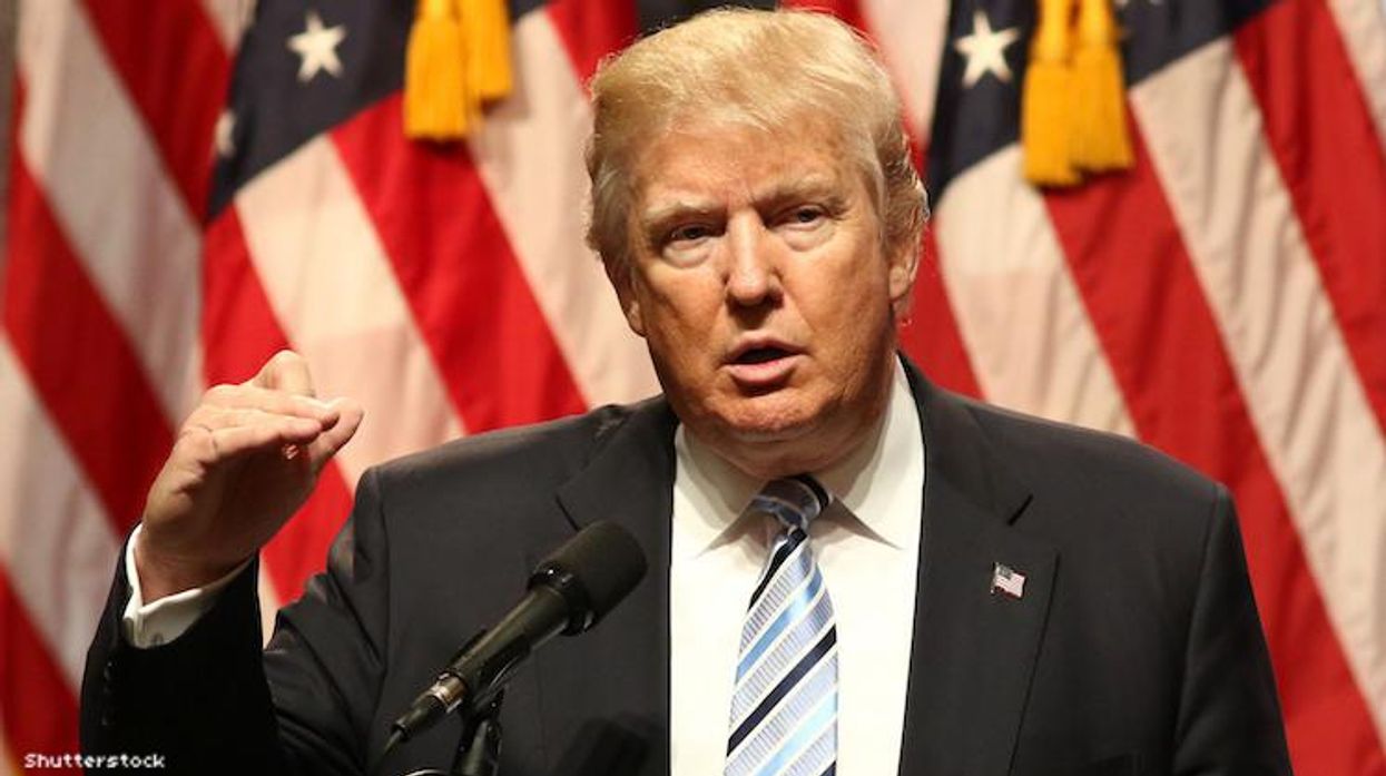 Donald Trump giving a speech.