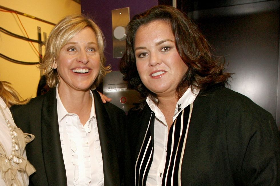Ellen DeGeneres and Rosie O'Donnell pose for a picture together at the 33rd Annual Daytime Emmy Awards