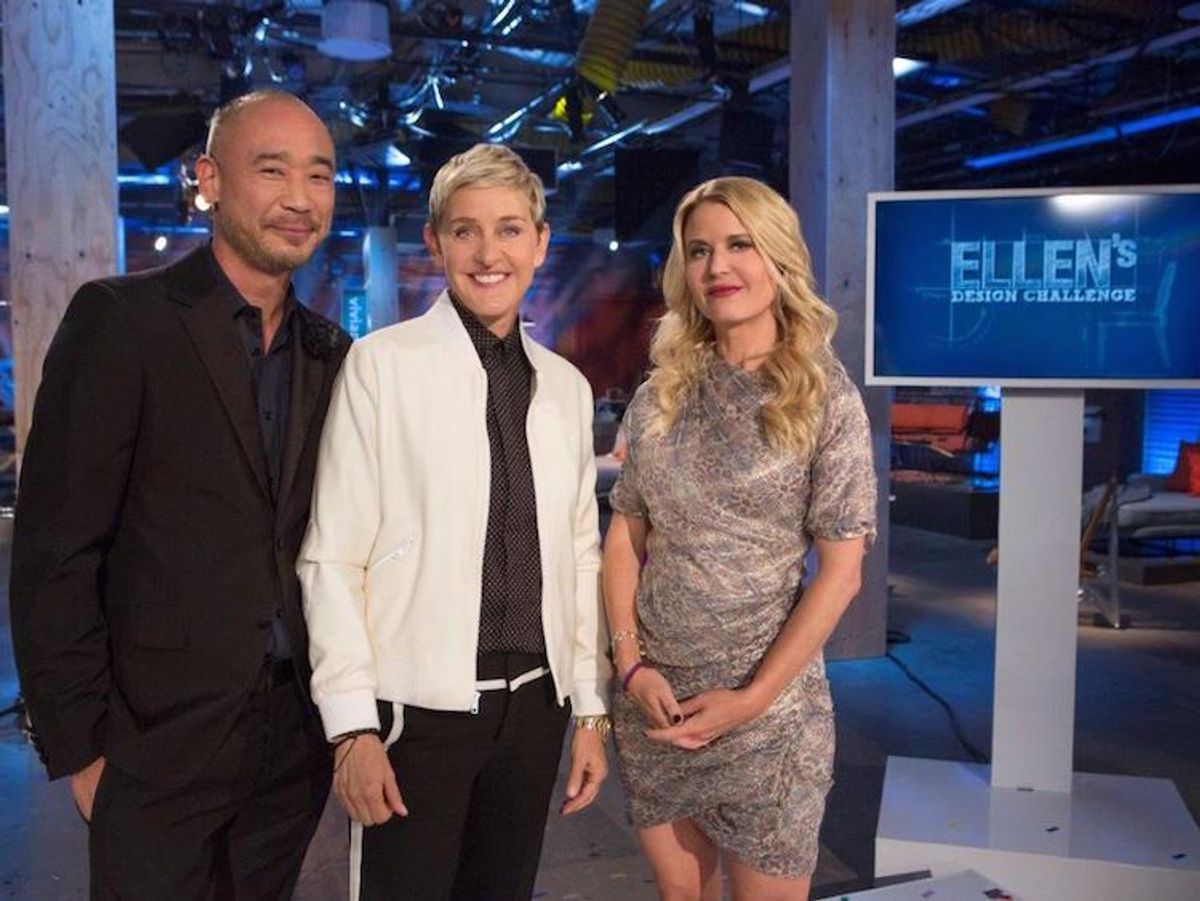 Ellen DeGeneres with judges Cliff Fong and Christian Lemieux