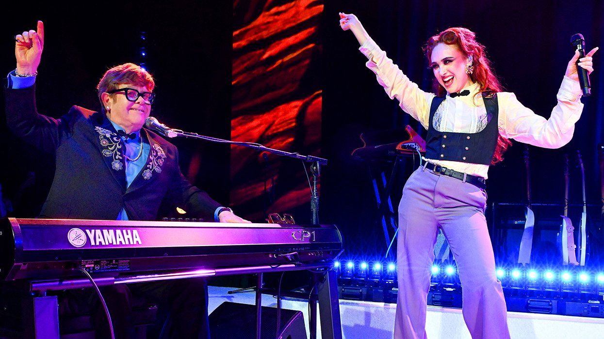 Elton John and Chappell Roan perform at the Elton John AIDS Foundation's 2025 Academy Awards Viewing Party.