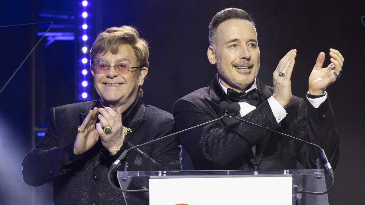 Elton John and David Furnish for the Elton John AIDS Foundation.