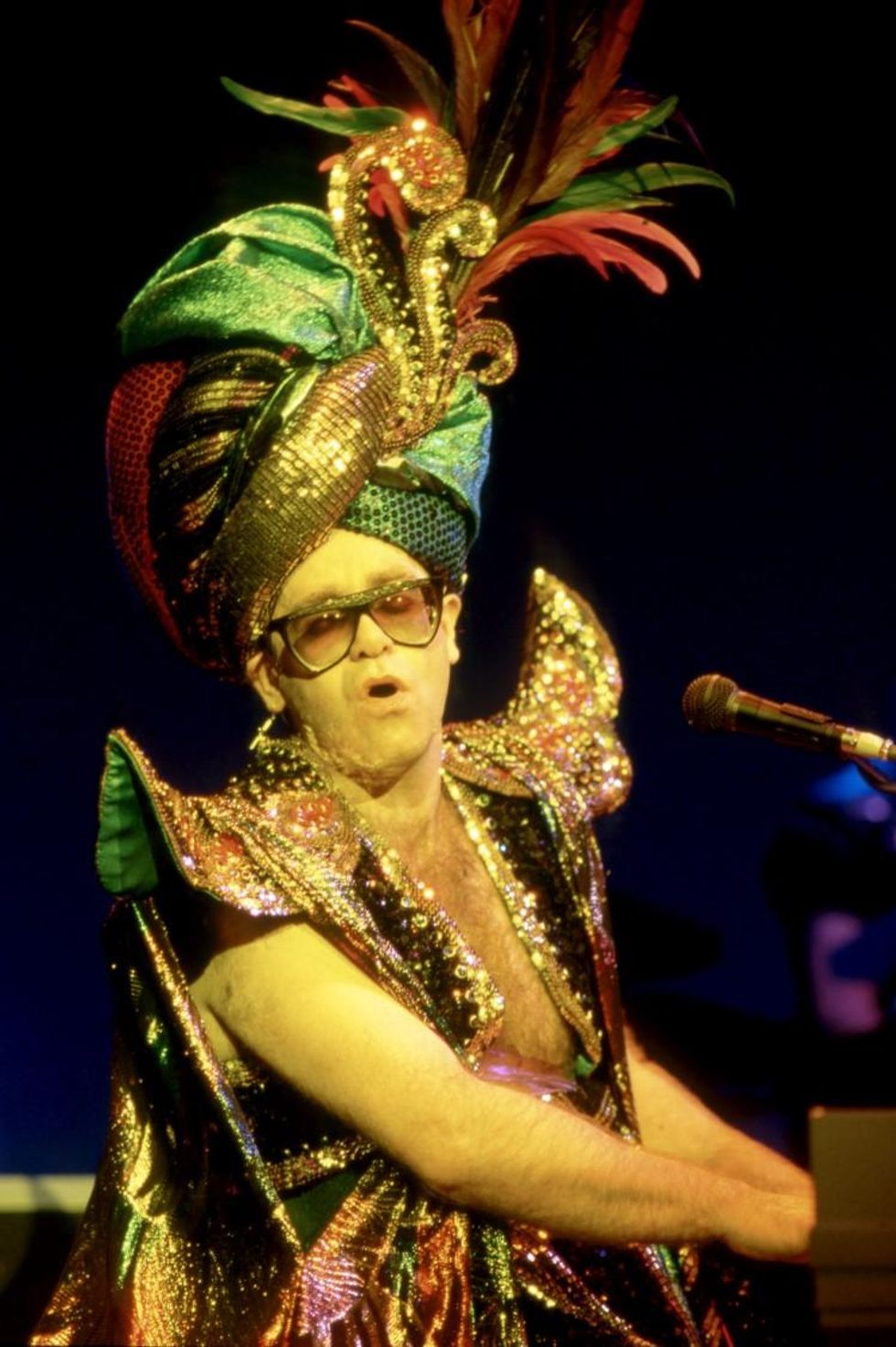 Elton John celebrates his 74th birthday.