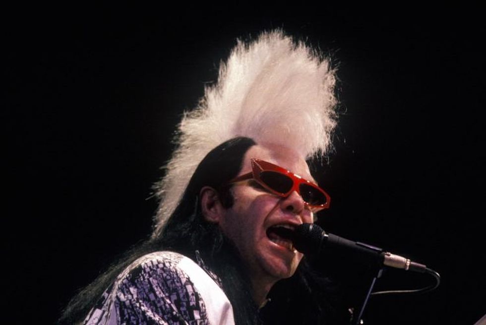 Elton John celebrates his 74th birthday.