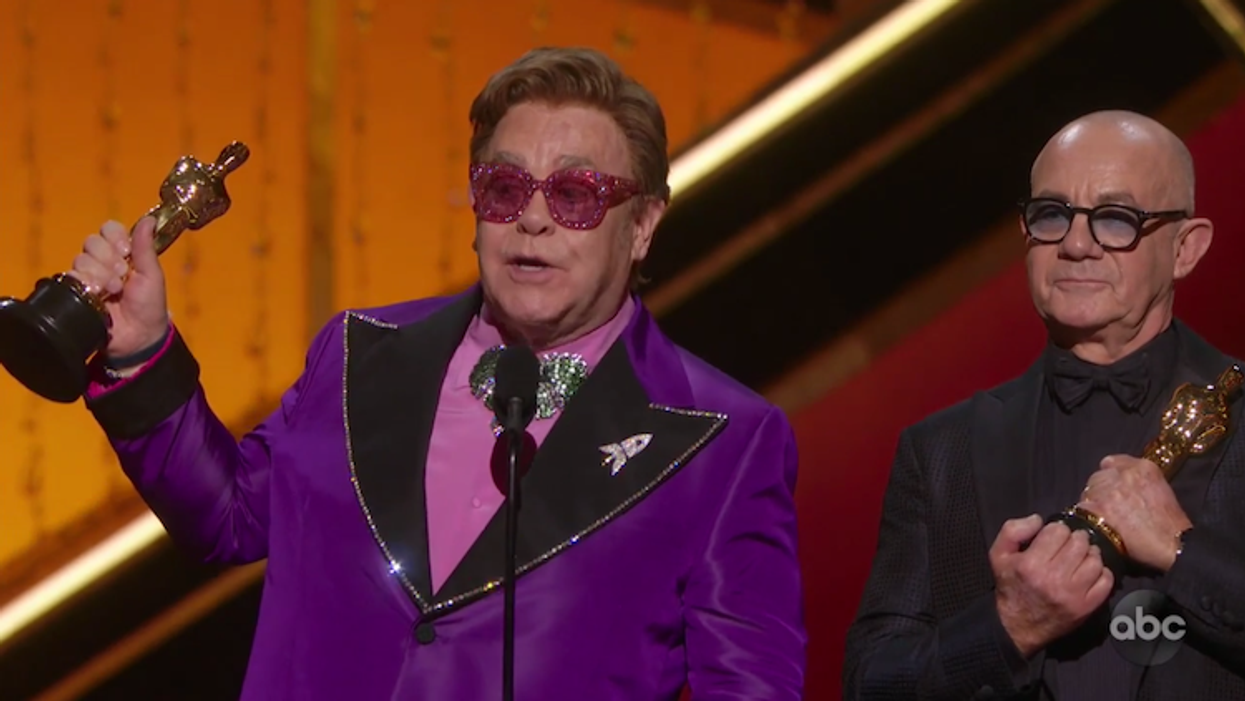 Elton John winning Best Original Song at the 2020 Oscars.