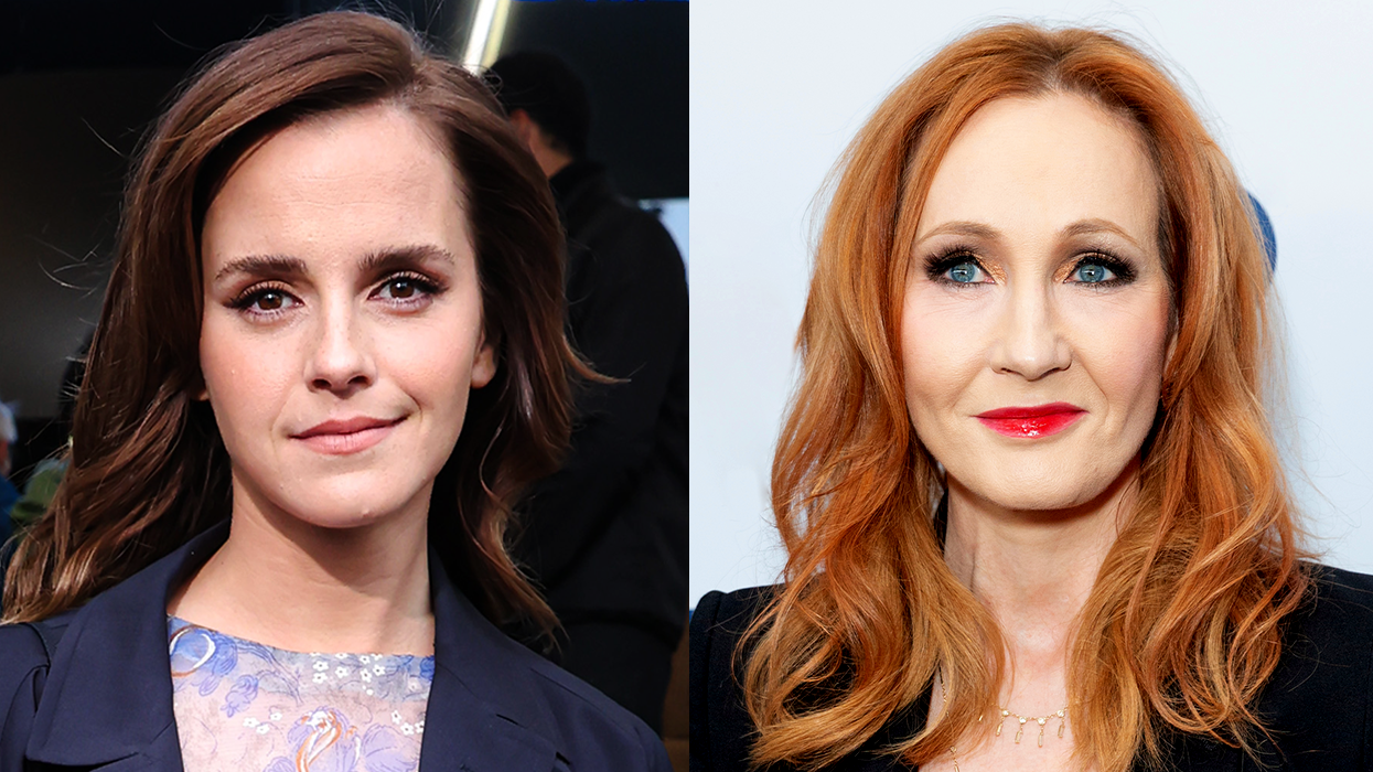 Emma Watson at Milan Fashion Week in 2025 and JK Rowling at the New York premiere of Finding the Way Home