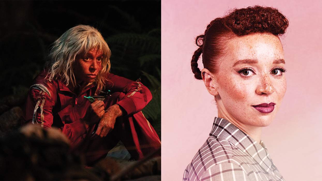 Erin Kellyman in a scene from The Bone Temple and a headshot of Erin Kellyman