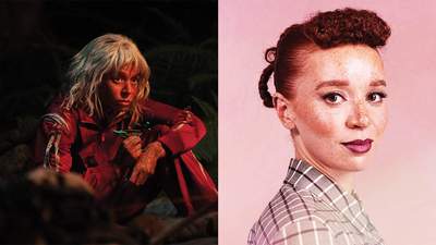 Erin Kellyman in a scene from The Bone Temple and a headshot of Erin Kellyman