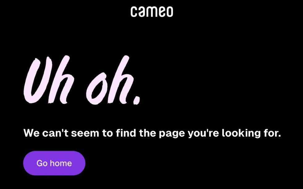 Error message appears on Cameo.com instead of the \u200bDrag Race\u200b star's page