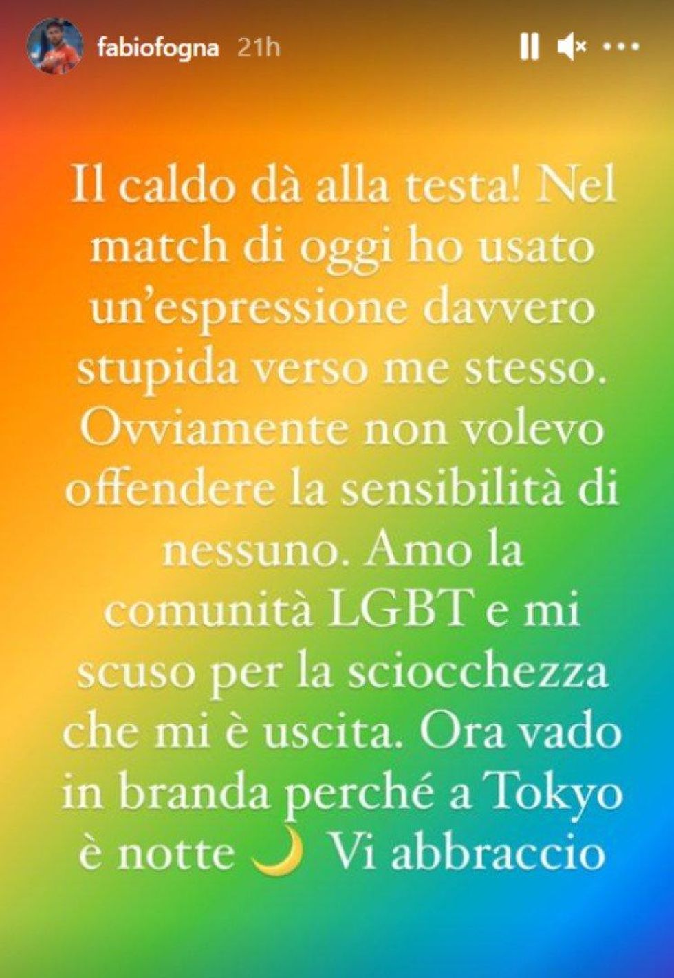 Fabio Fognini blamed Tokyo's hot weather for his homophobic outbursts \u2014 now he's donning rainbows.