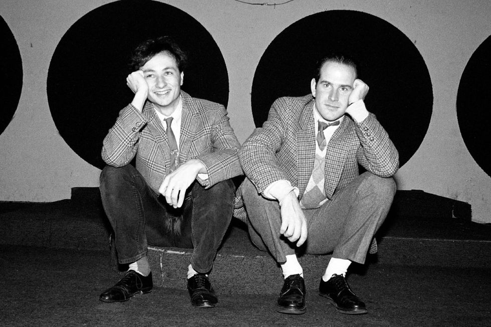 Fenton Bailey and Randy Barbato posing for a portrait in 1988 in New York City
