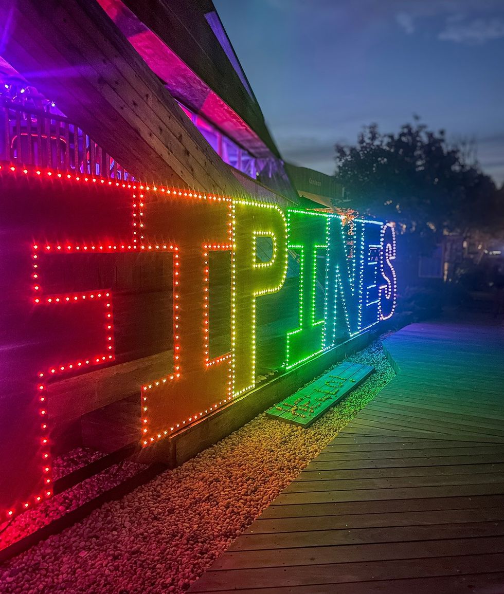 Fire Island Pines rainbow lighted sign