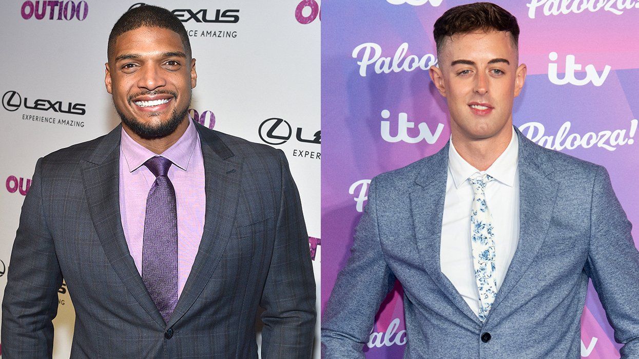 football player Michael Sam OUT Magazine OUT100 Event 2017 and figure skater Colin Grafton ITV Palooza at The Royal Festival Hall 2021