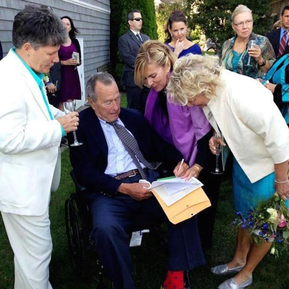 Former President George H. W. Bush serves as witness at a same-sex marriage