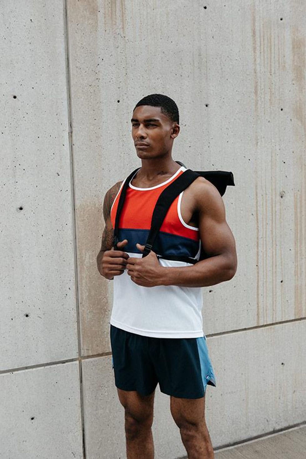 Fourlaps Tank in Red, Navy White