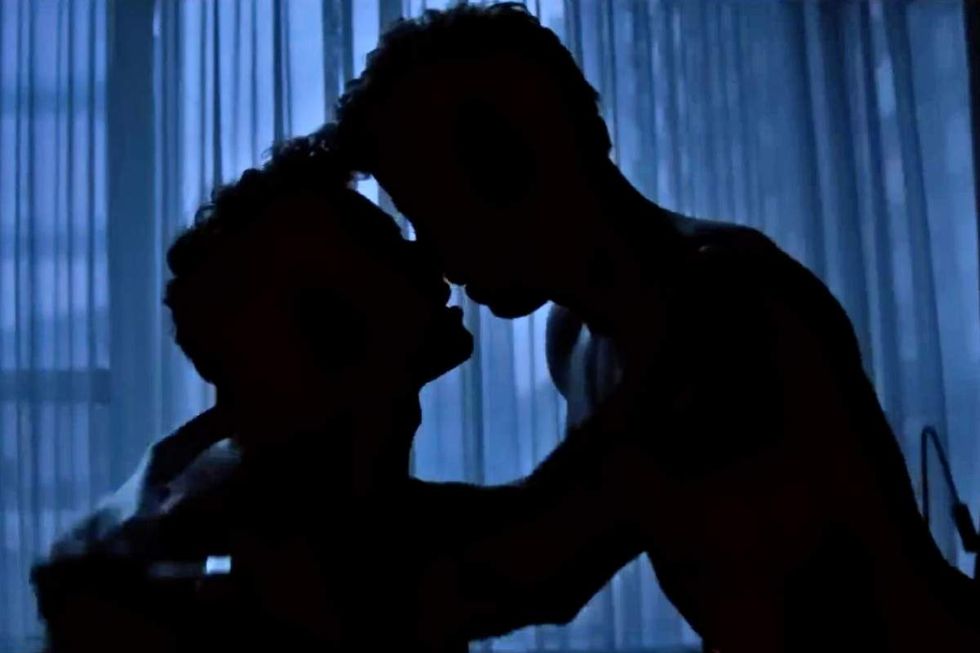 Francois Arnaud as Scott Hunter and Robbie GK as Kip Grady on Heated Rivalry