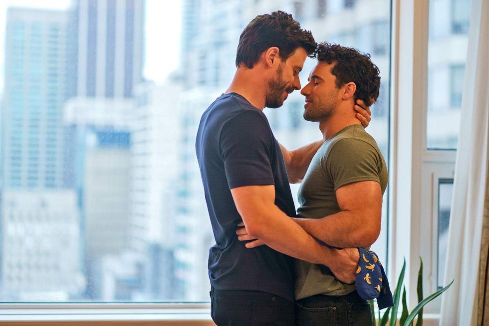 Francois Arnaud as Scott Hunter and Robbie GK as Kip Grady on Heated Rivalry