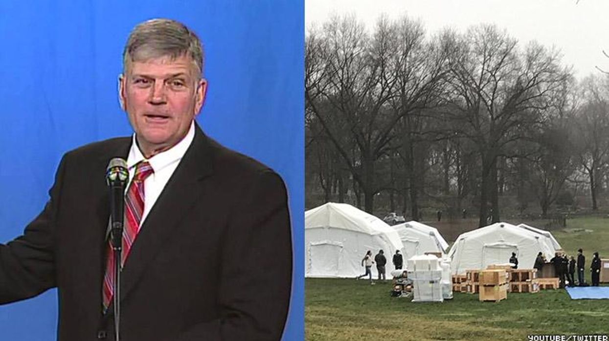 Franklin Graham in a dip with field hospitals.