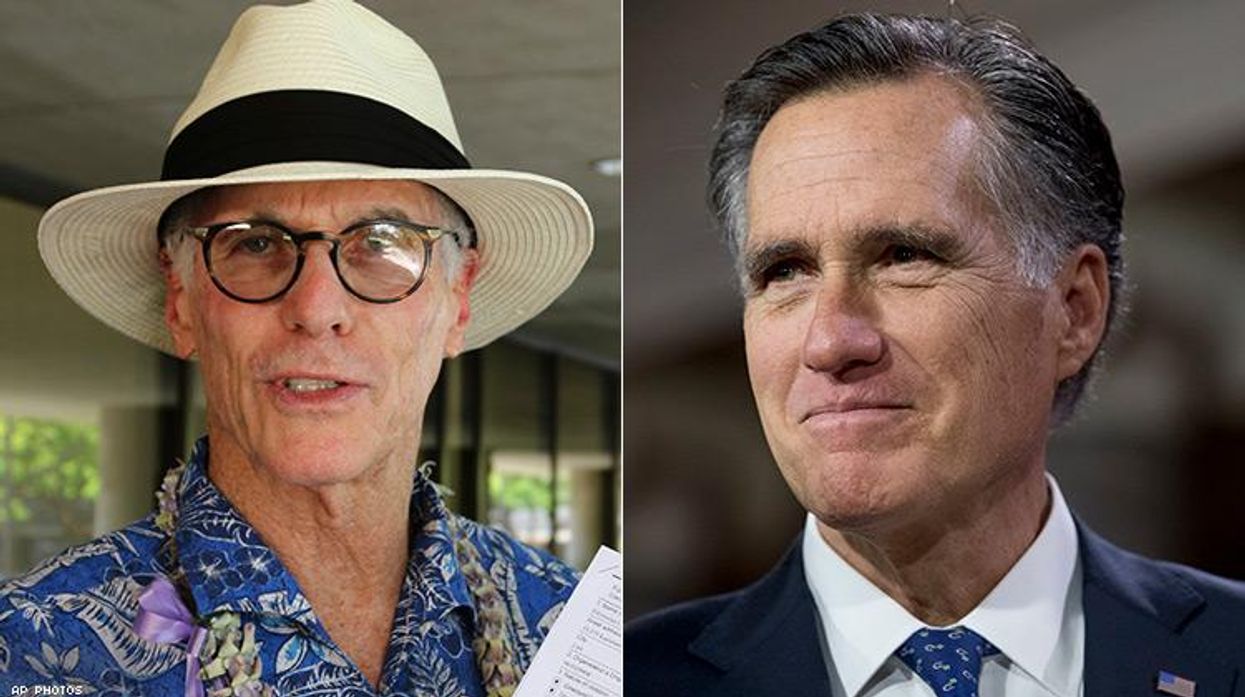 Fred Karger (left) and Mitt Romney