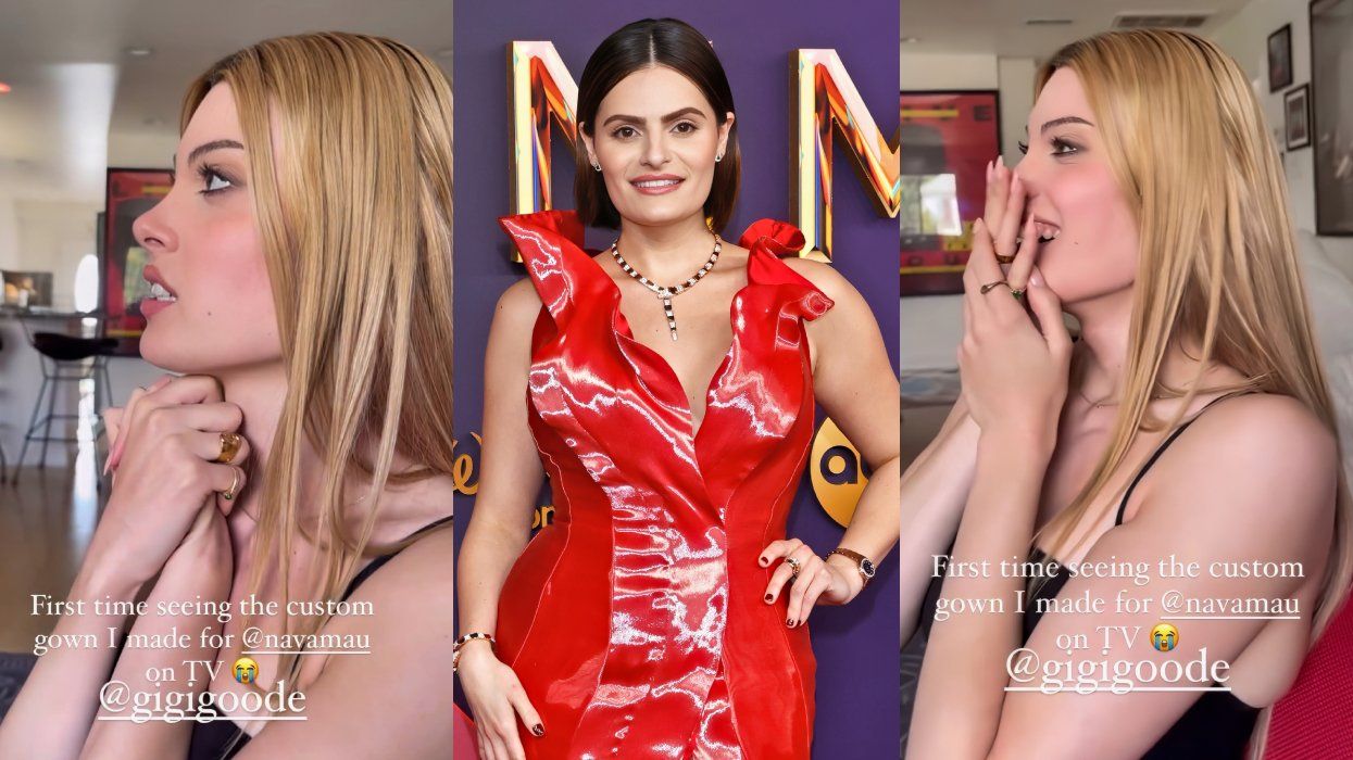 Gigi Goode reacts to Nava Mau wearing custom dress for the 76th Primetime Emmy Awards