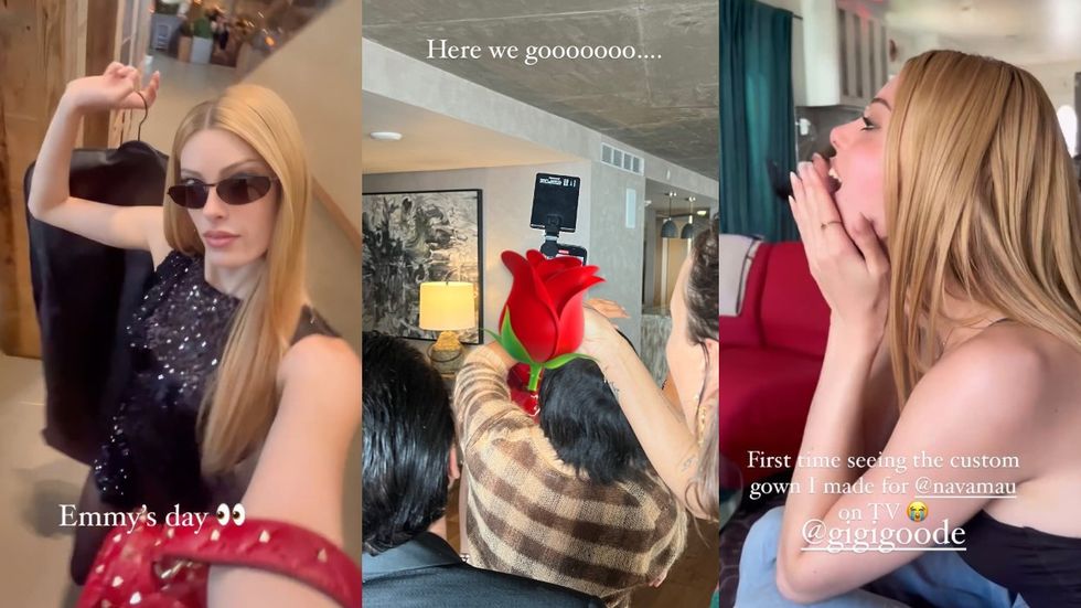 Gigi Goode via Instagram stories during the 76th Emmy Awards