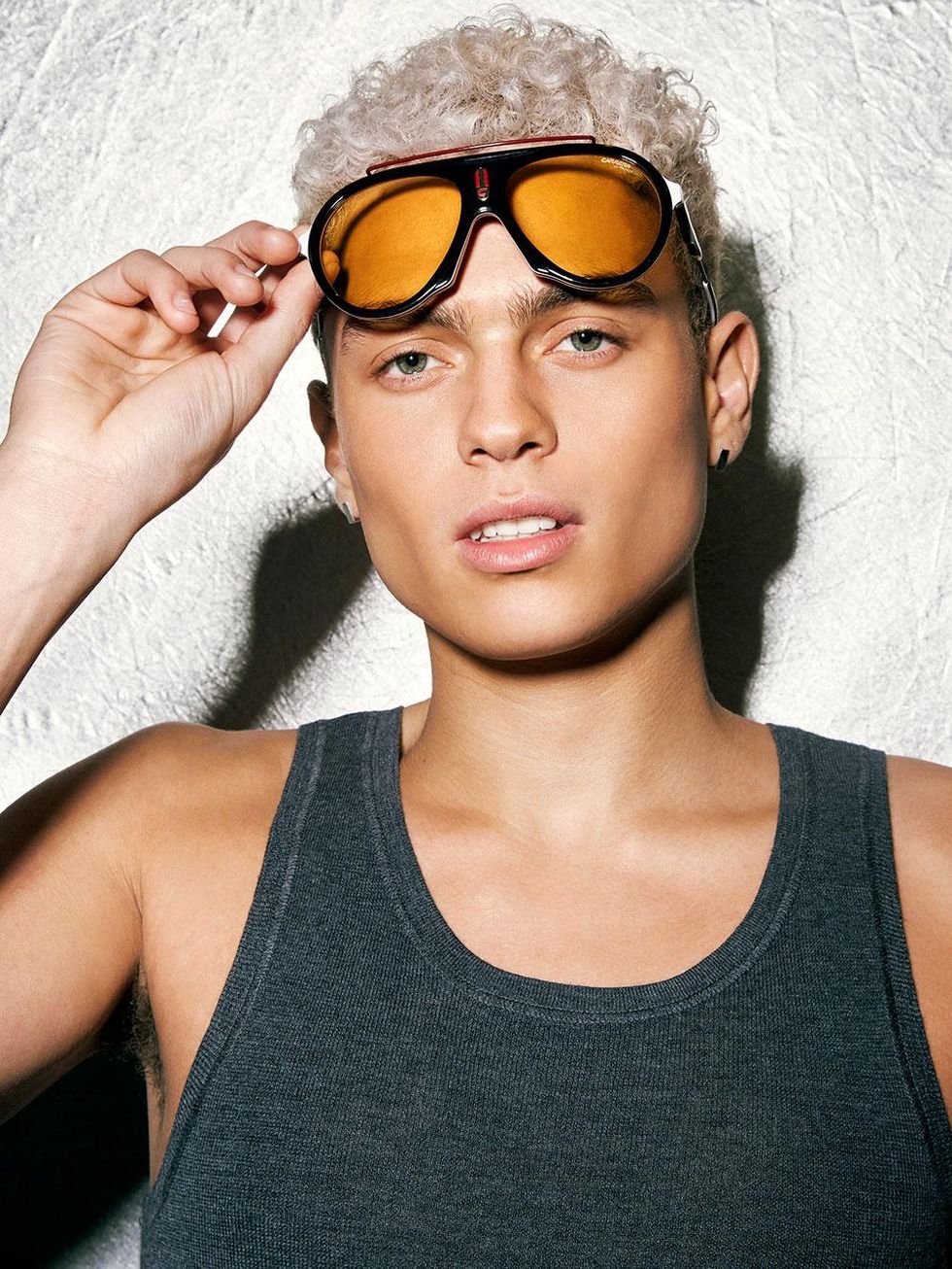 Glasses by Carrera $269, tank top by Acne Studios $80