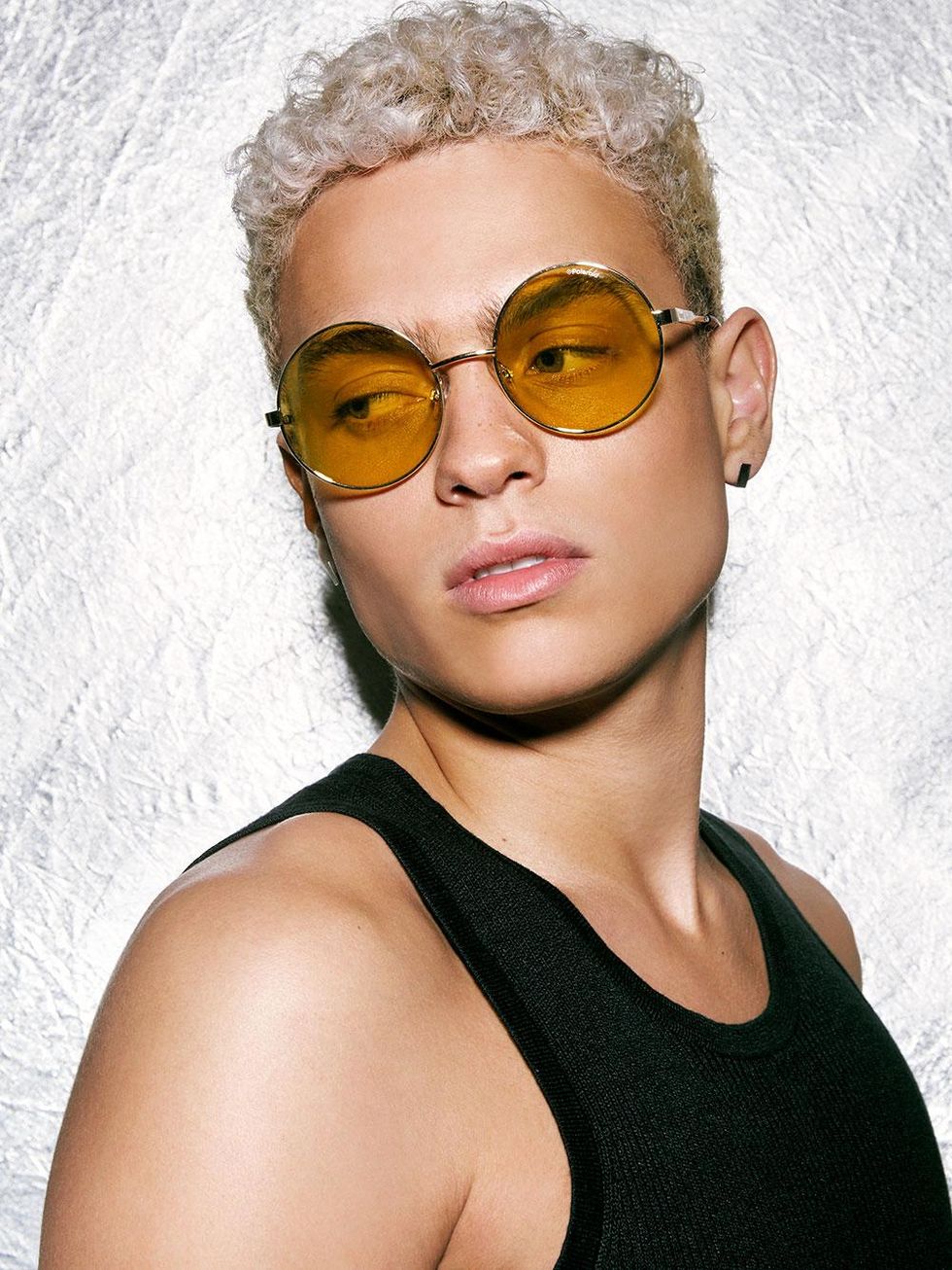 Glasses by Tomas Maier $240, tank top by Hermès $720
