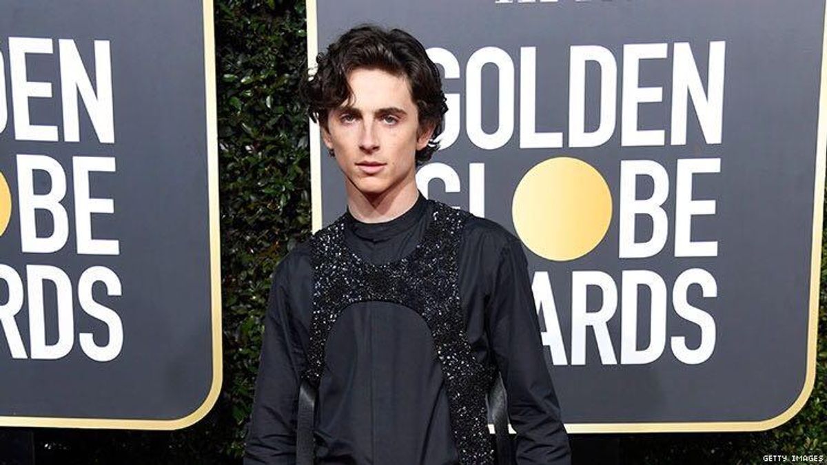 Timothée Chalamet Rocked a Glitter Harness at the Golden Globes