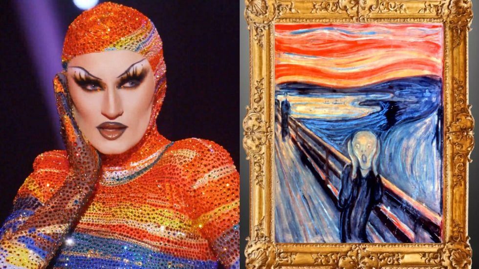 Gottmik; The Scream painting on RuPaul's Drag Race All Stars 9