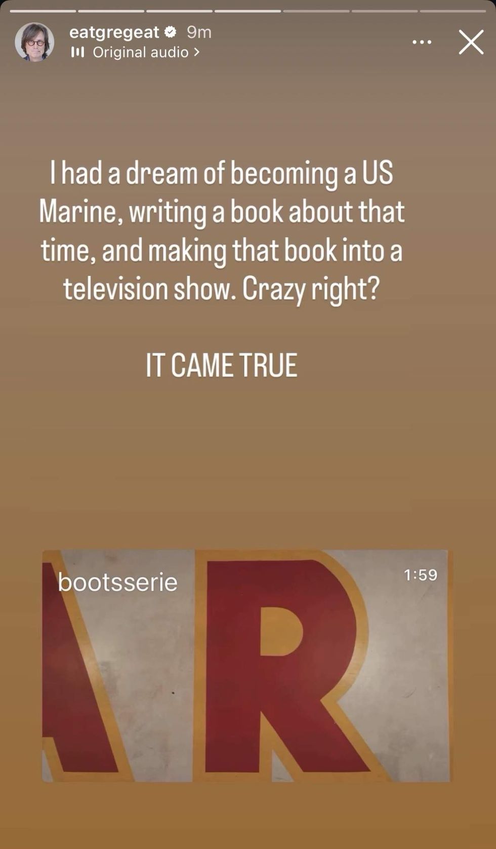 Greg Cope White via Instagram Story