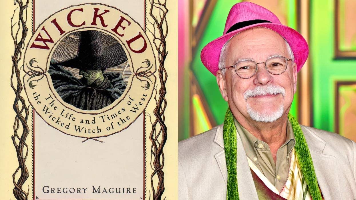Gregory Maguire's Wicked: The Life and Times of the Wicked Witch of the West book cover; Author Gregory Maguire at the Wicked: For Good movie premiere event in New York City