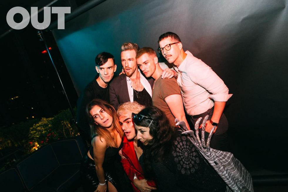 Guests in the 'Professor Marston & The Wonder Women' photo booth