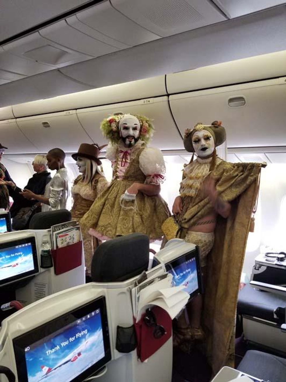Guests on the plane to Life Ball.