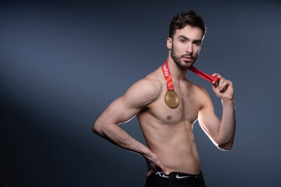 Guillaume Cizeron poses during a photo session in Paris on February 23, 2022.