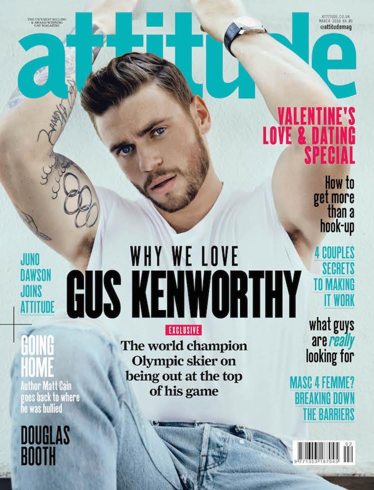 Gus Kenworthy on Attitude magazine's March 2016 cover.