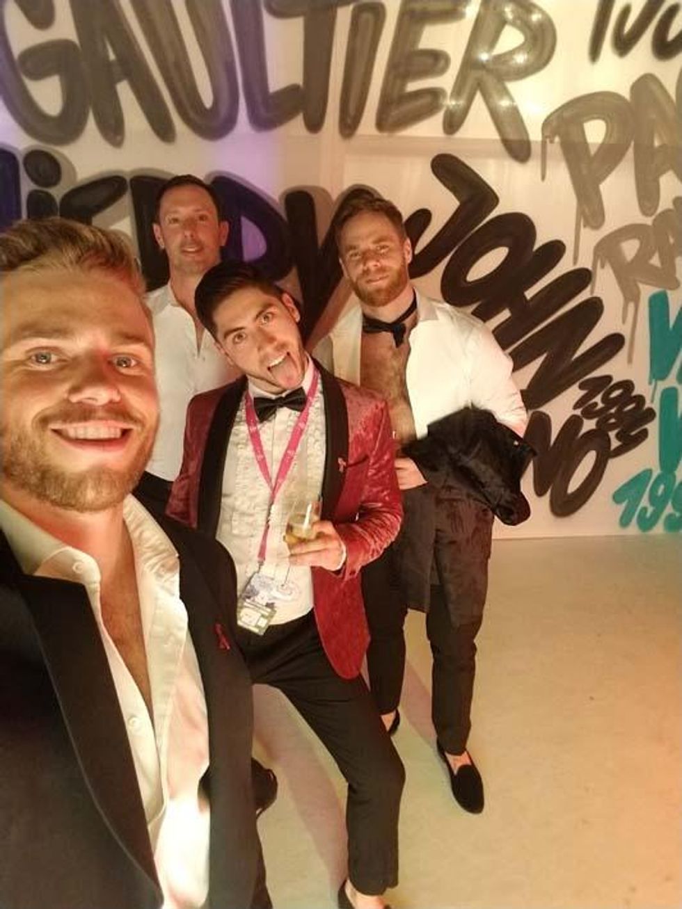 Gus, Matt, and friends at the party.