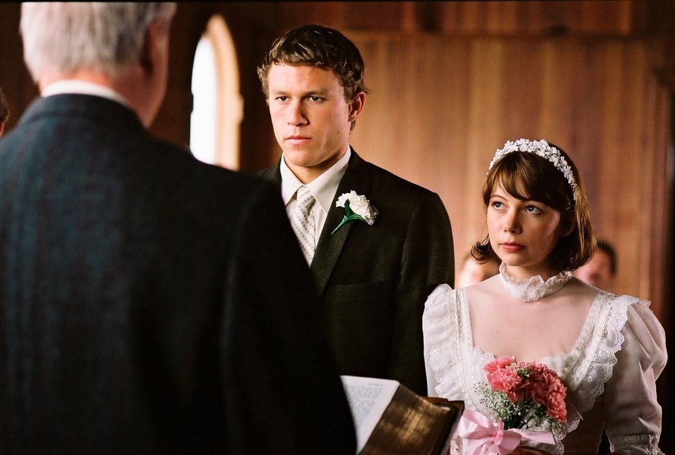 Heath Ledger and \u200bMichelle Williams in Brokeback Mountain