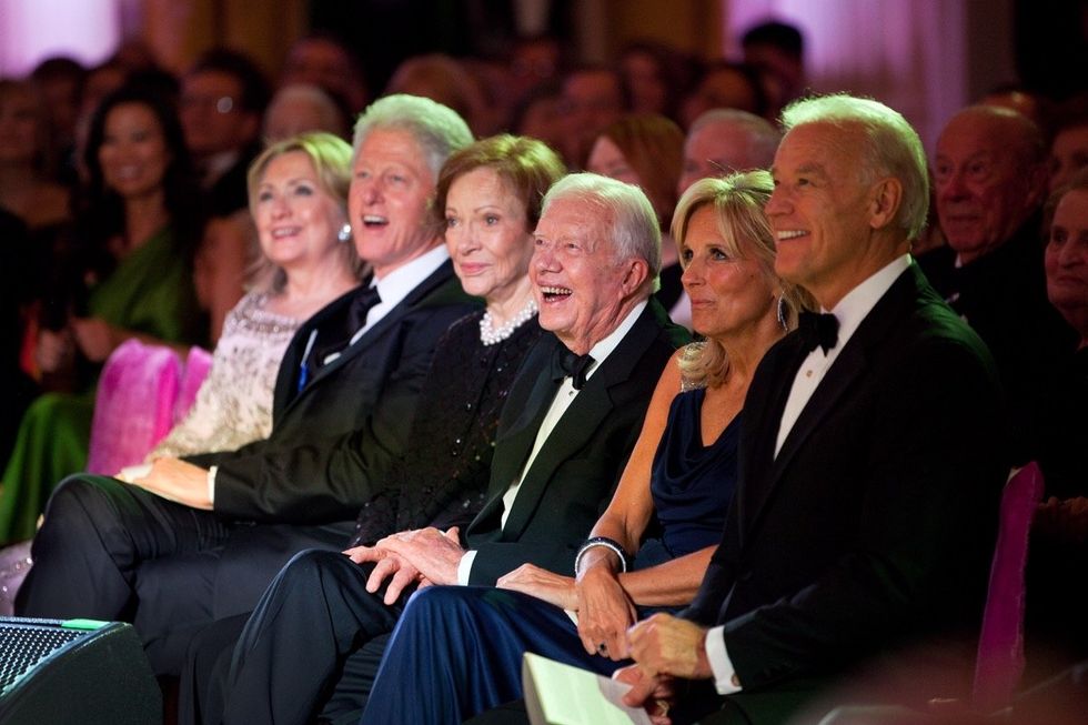 Hillary Clinton, Bill Clinton, Rosalynn Carter, Jimmy Carter, Dr. Jill Biden, and Joe Biden