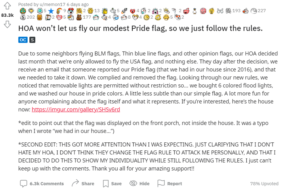 Homeowner Puts on Rainbow Light Show After HOA Says No To Pride Flags