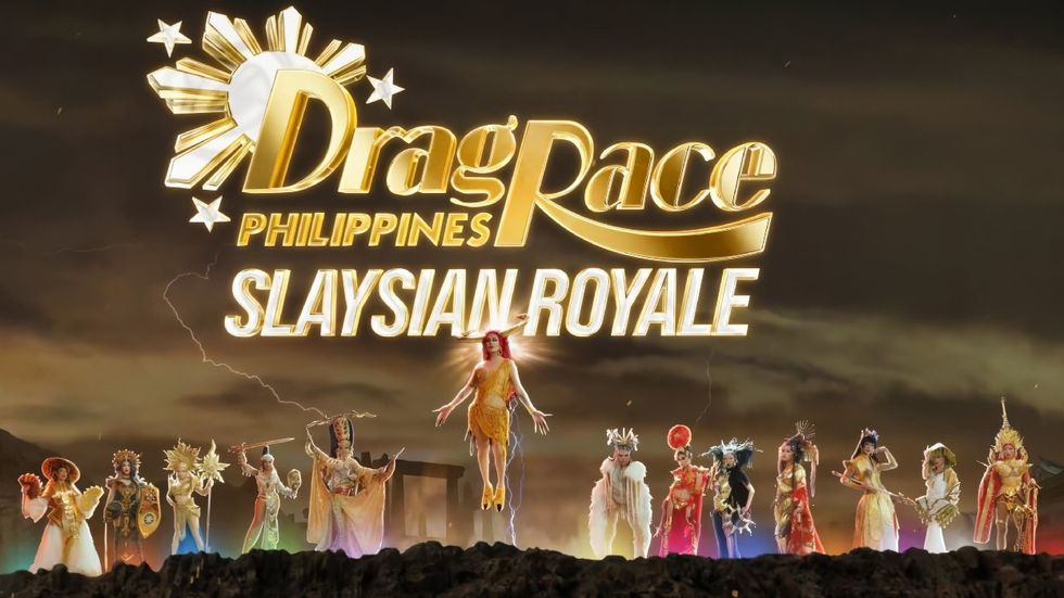 Host Paolo Ballesteros and the international cast of queens competing on Drag Race Philippines: Slaysian Royale