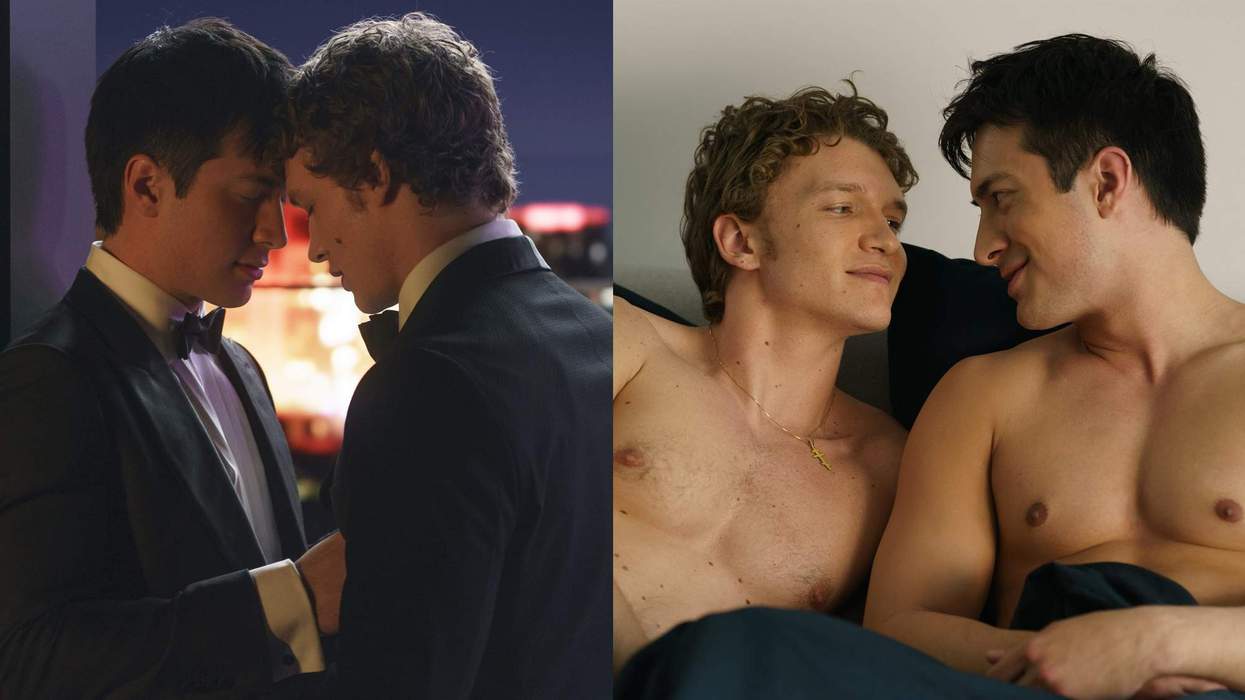 ​Hudson Williams and Connor Storrie in 'Heated Rivalry.'