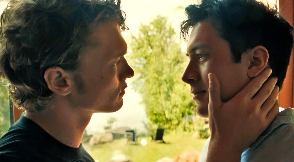 Hudson Williams as Shane Hollander and Connor Storrie as Ilya Rozanov on Heated Rivalry