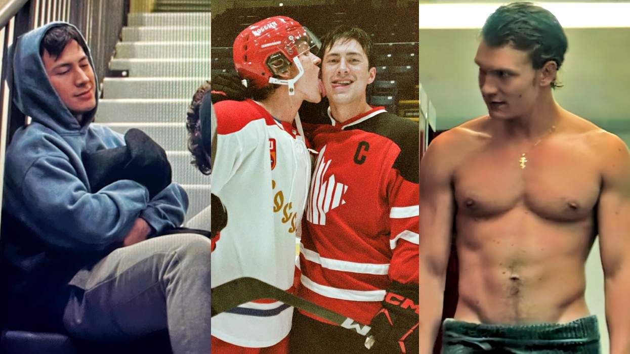 Hudson Williams as Shane Hollander; Connor Storrie as Ilya Rozanov on Heated Rivalry